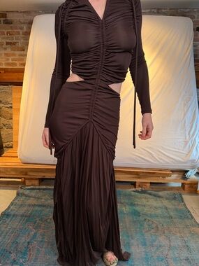 Proenza Schouler Chocolate Brown Dress with Exposed Zip